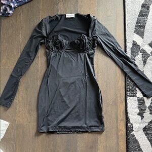 Princess Polly Black Long Sleeve Ruched Bust Mini Dress